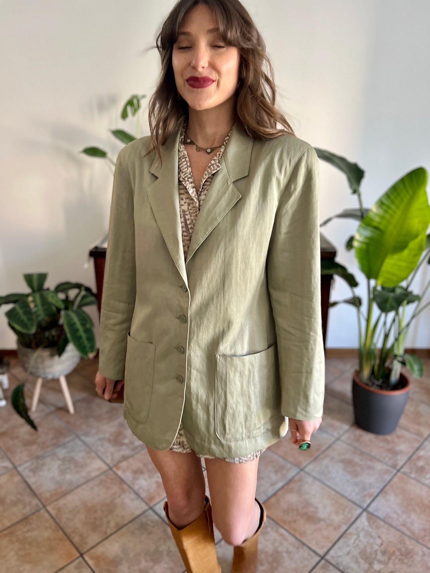 1970's vintage oversize khaki blazer