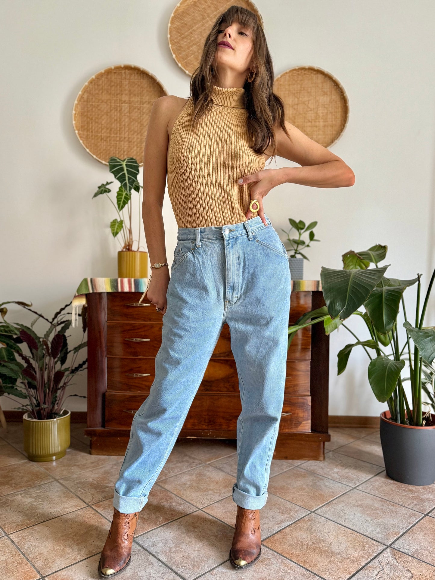 1990's vintage light wash high waisted jeans