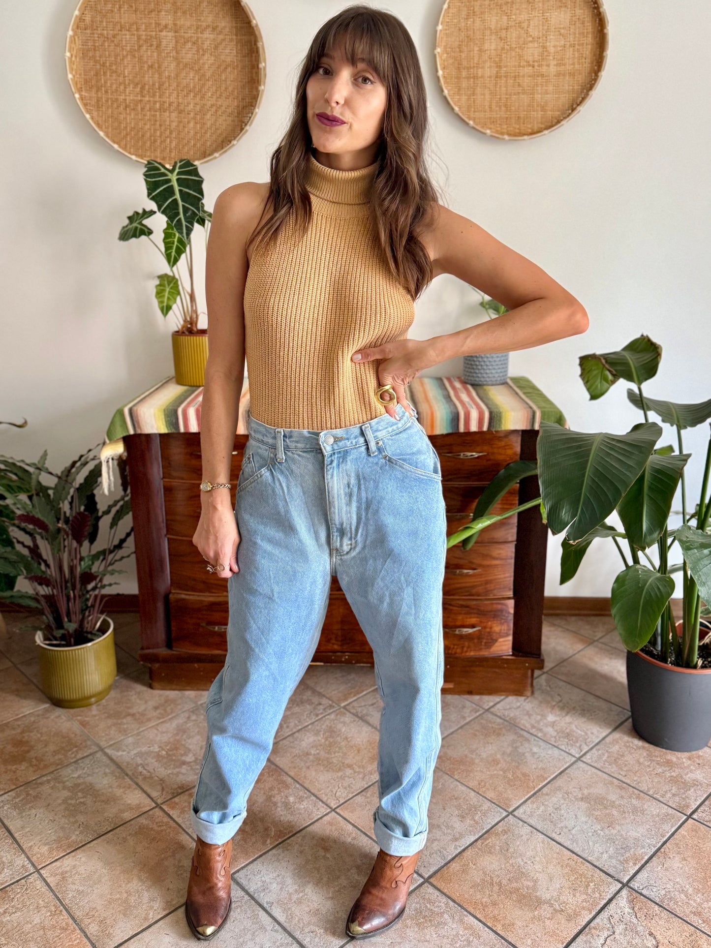 1990's vintage light wash high waisted jeans