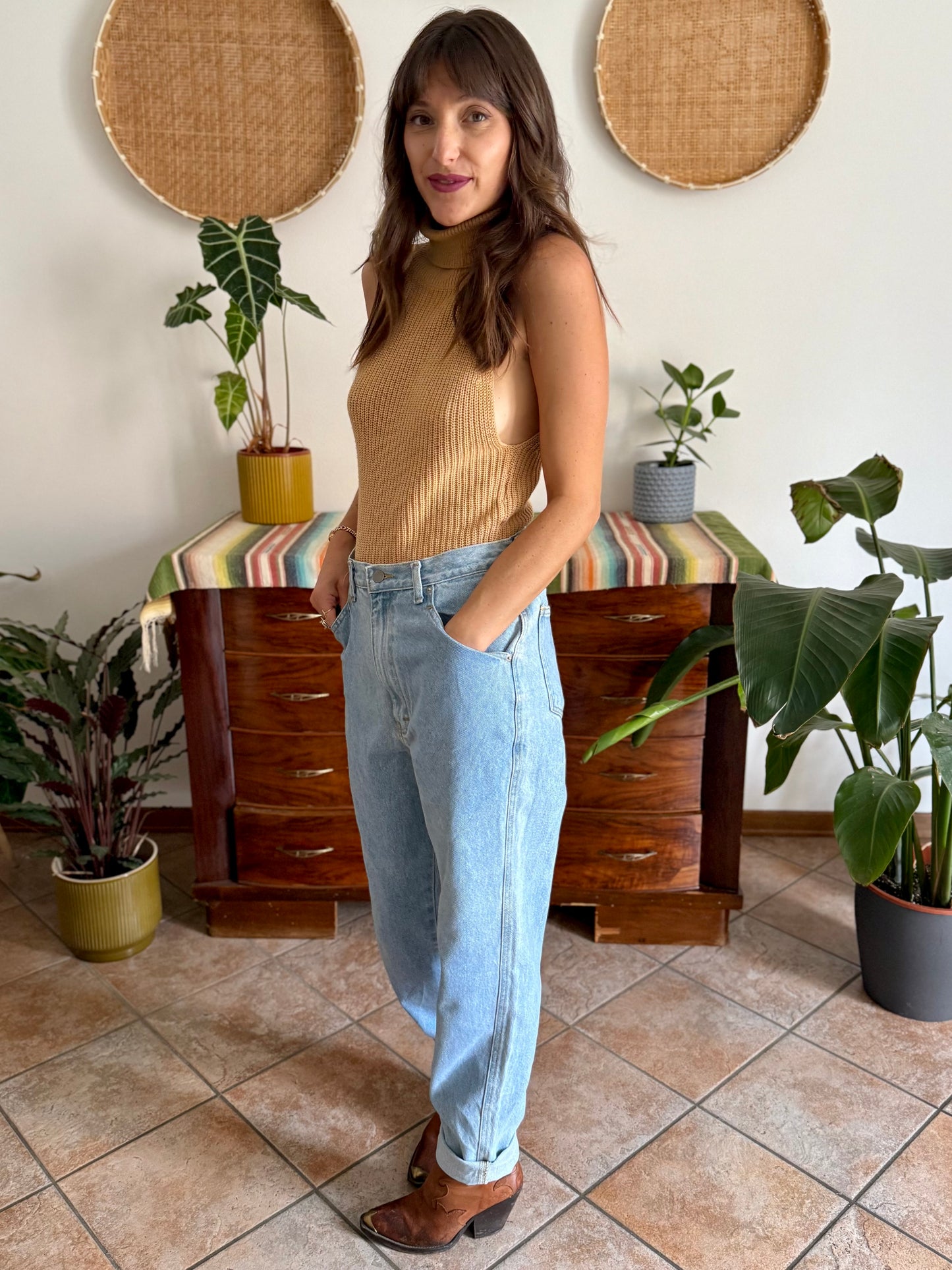 1990's vintage light wash high waisted jeans