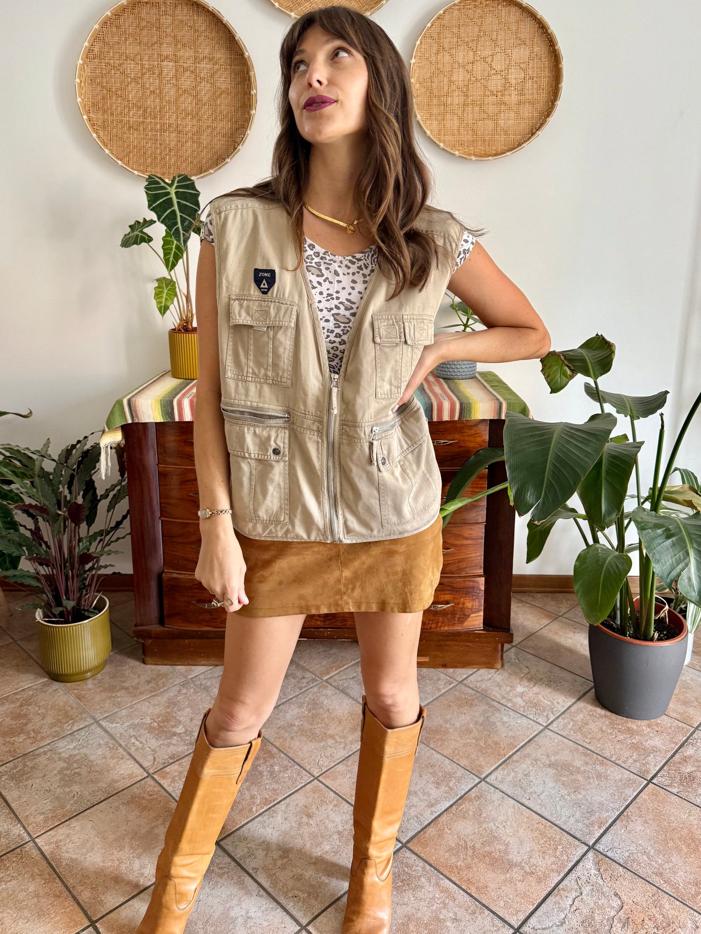 1990's vintage khaki utility vest