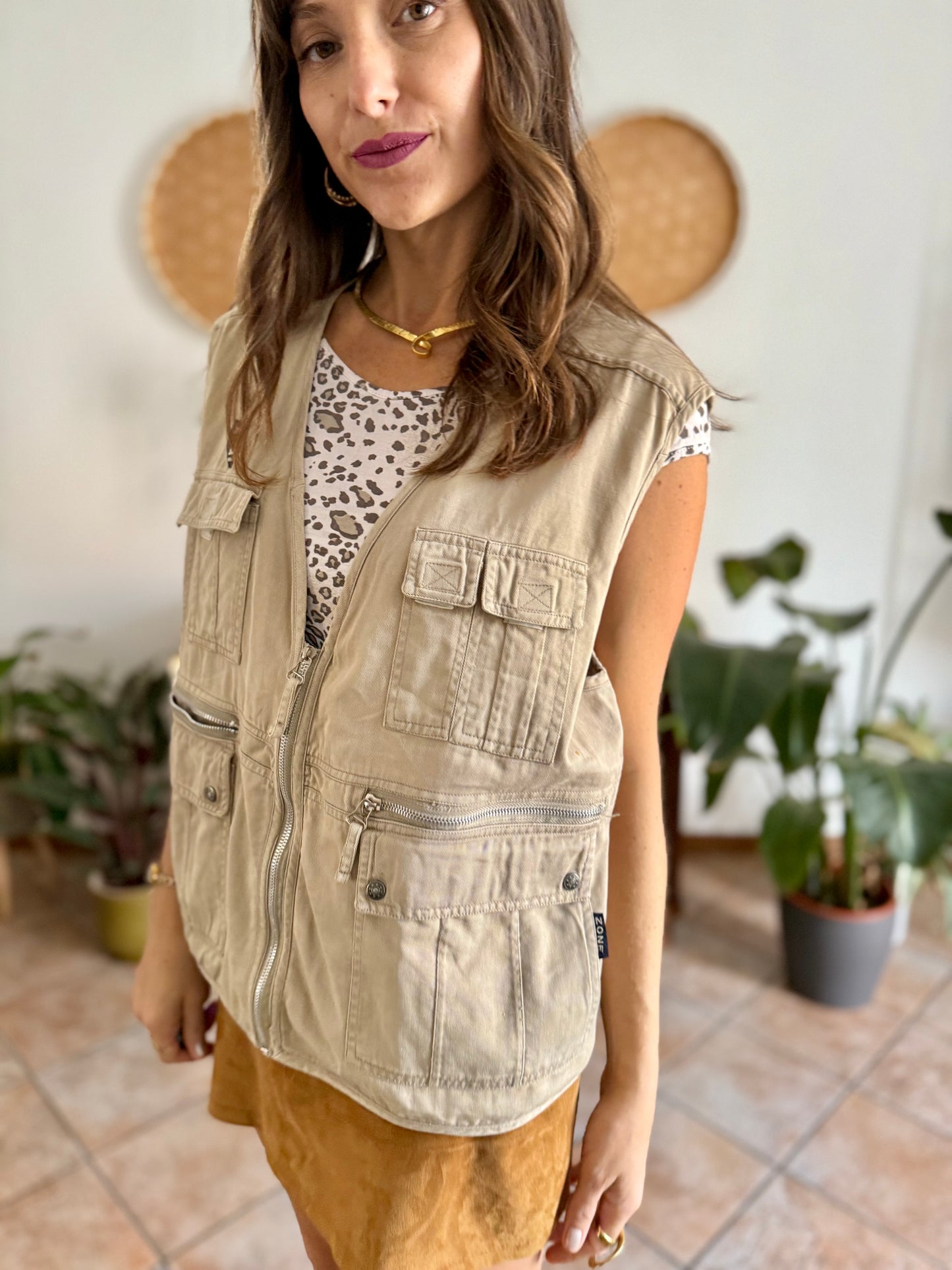 1990's vintage khaki utility vest