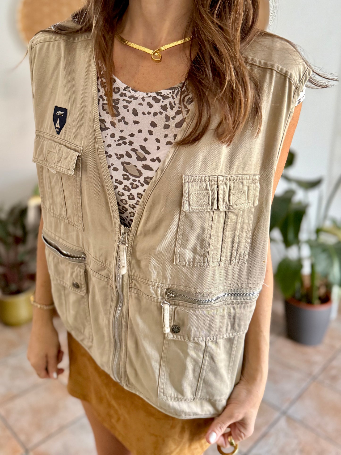 1990's vintage khaki utility vest