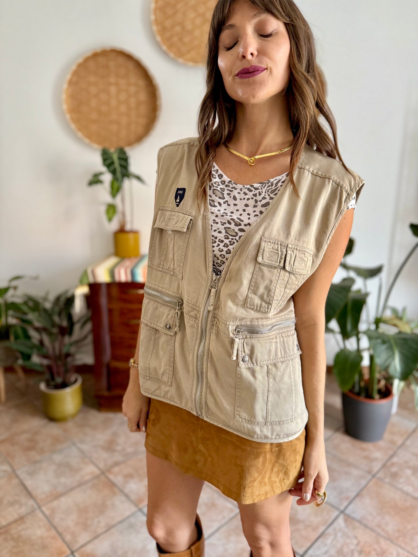 1990's vintage khaki utility vest