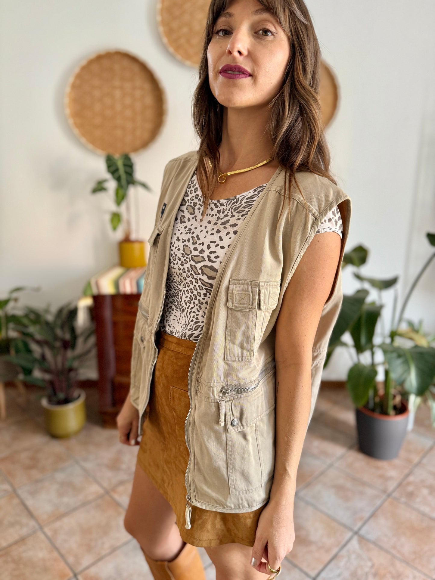 1990's vintage khaki utility vest