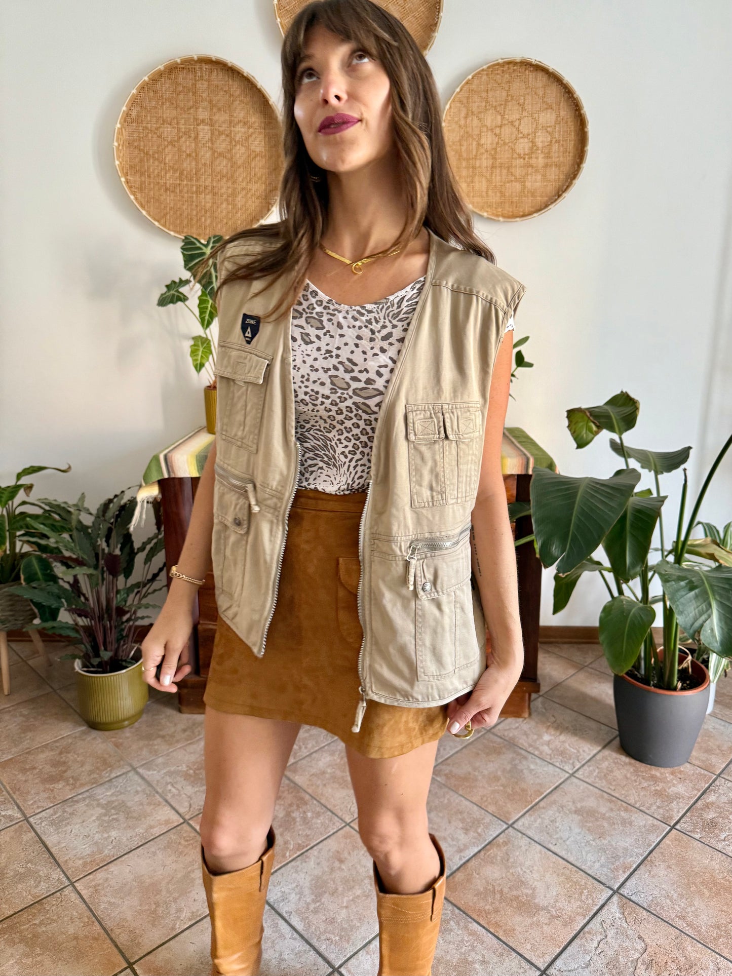 1990's vintage khaki utility vest