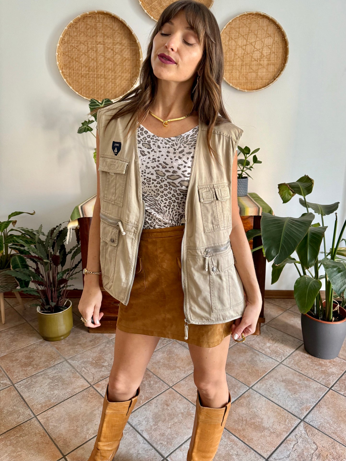 1990's vintage khaki utility vest