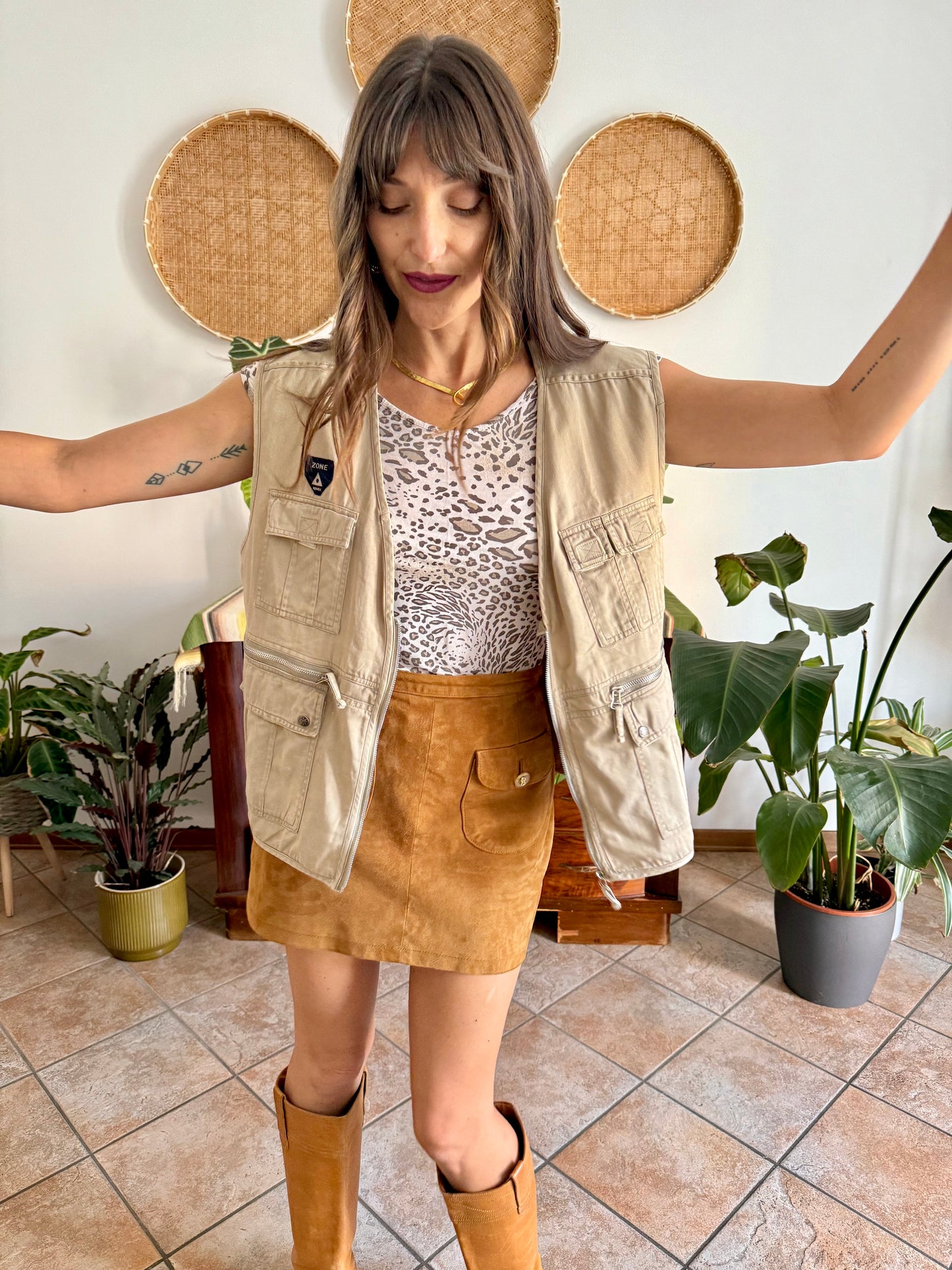 1990's vintage khaki utility vest