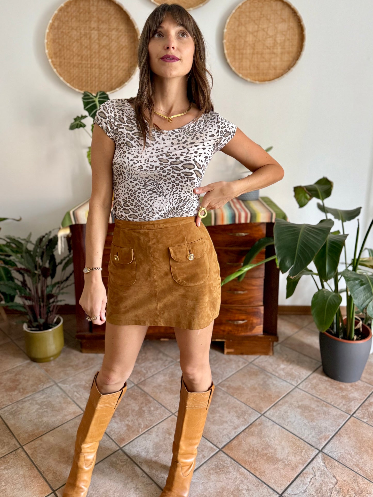 1990's vintage semi sheer animal print top