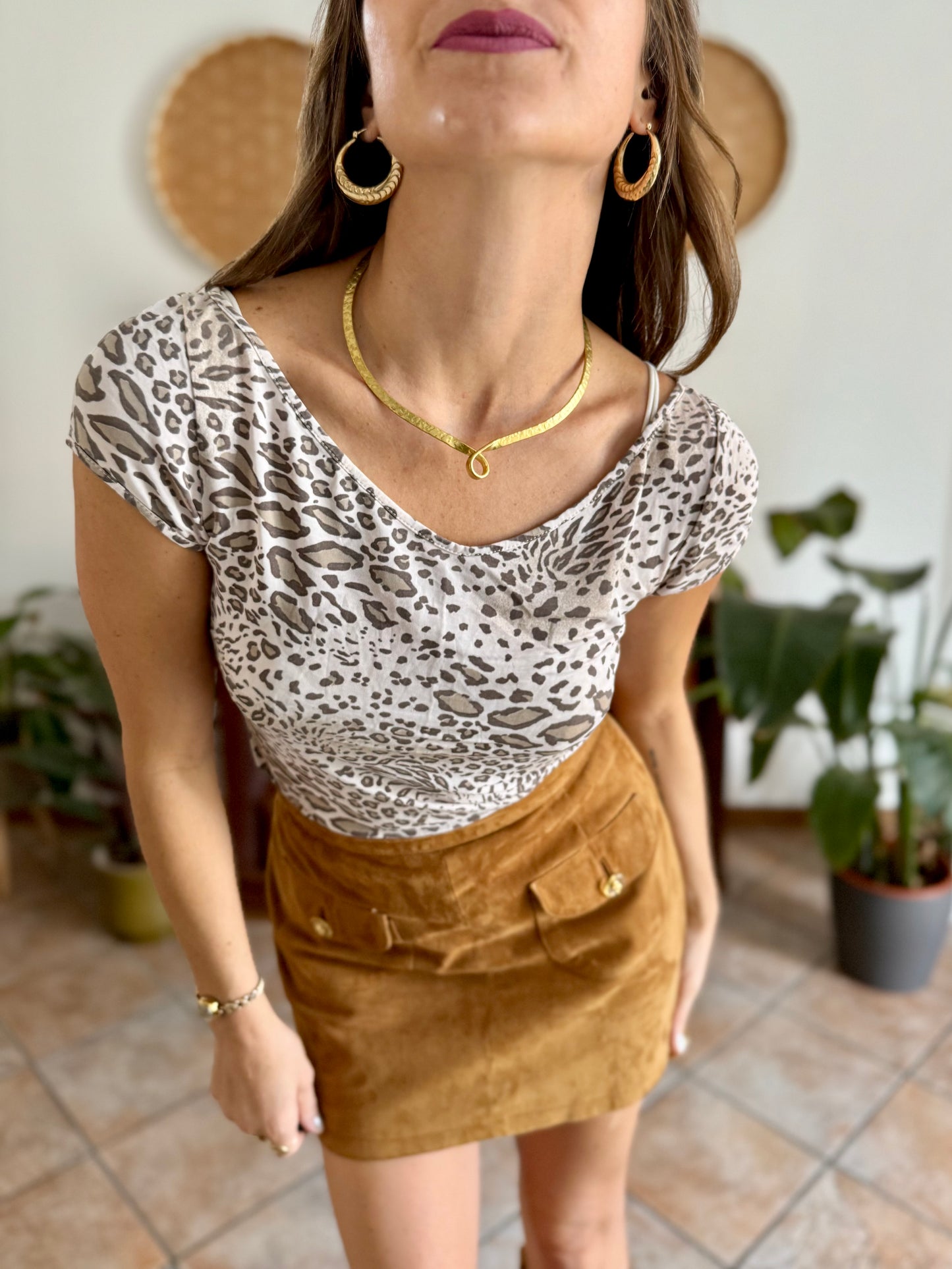 1990's vintage semi sheer animal print top