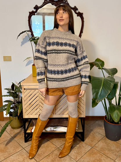 1990’s vintage thick knit alpaca and wool blend geometric pattern pullover