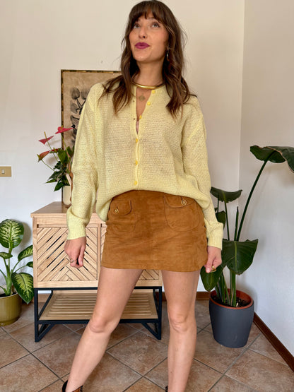 1960’s vintage hand knit butter yellow light weight wool cardigan