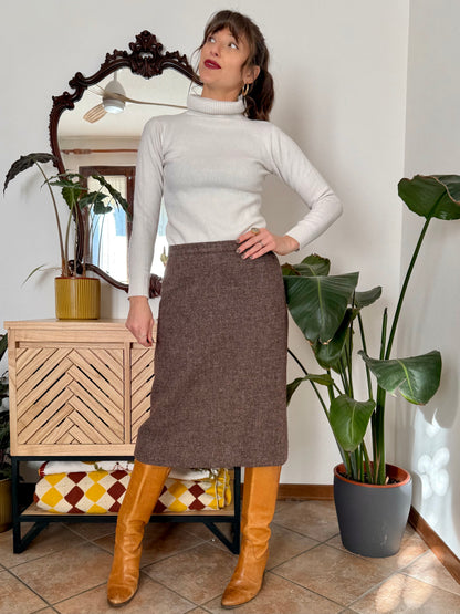 1960’s vintage mauve tweed wool midi skirt