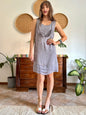 1990’s vintage grey silk mini slip dress with geometric pattern and silver textured details