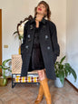 1970’s vintage charcoal grey cashmere and wool coat with toggle details
