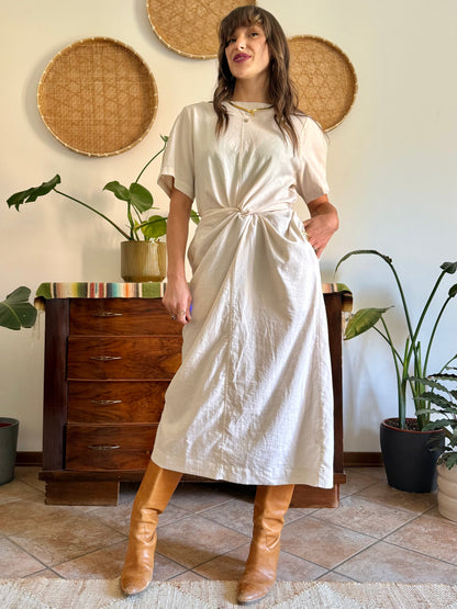 1990’s vintage cream gathered detail maxi dress