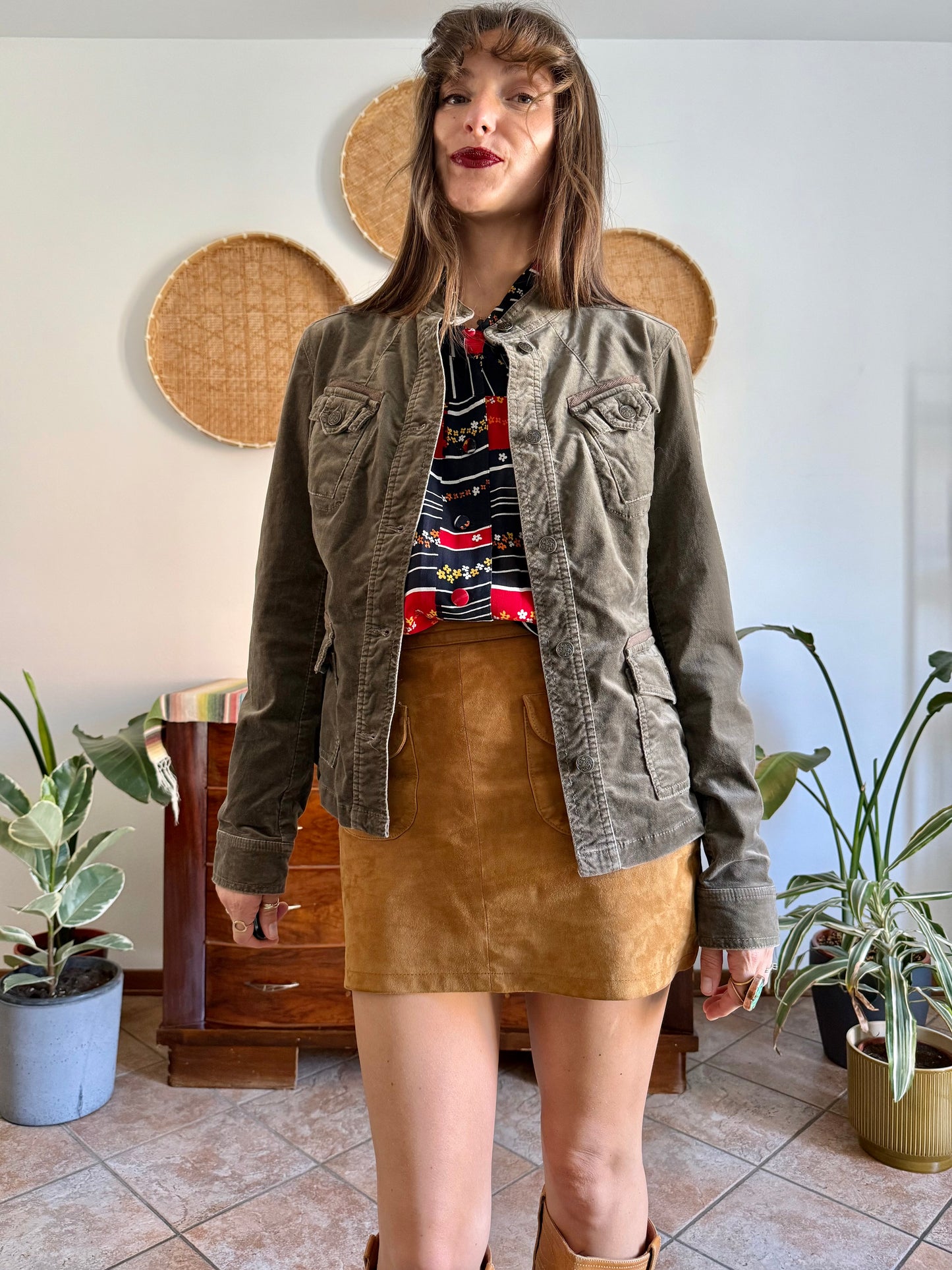 Y2k vintage chocolate brown velvet jacket