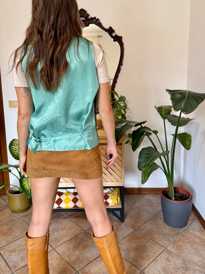 1970’s vintage turquoise, yellow and purple paisley vest