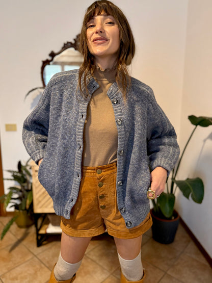 1970’s vintage thick knit blue mohair and wool cardigan