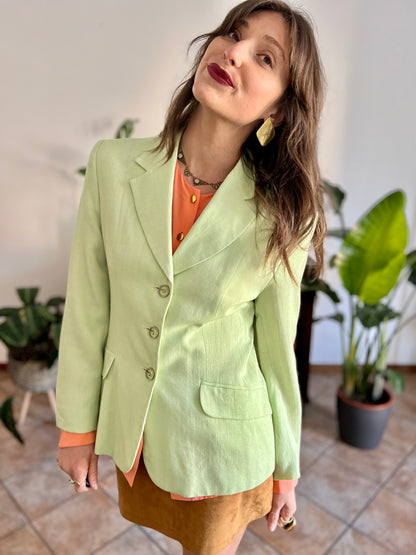 1980’s vintage mint green blazer with translucent mint buttons
