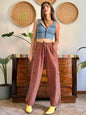 1990’s vintage chocolate brown and pink stripe woven wide leg trousers