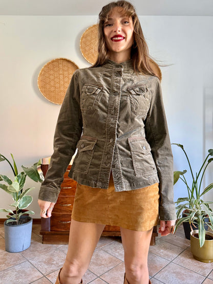 Y2k vintage chocolate brown velvet jacket