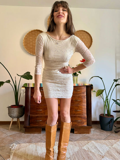 Y2K vintage cream bodycon mini dress