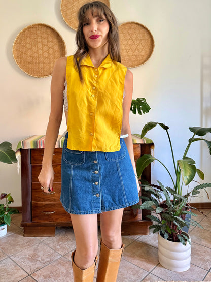 1970’s vintage yellow silk under shirt