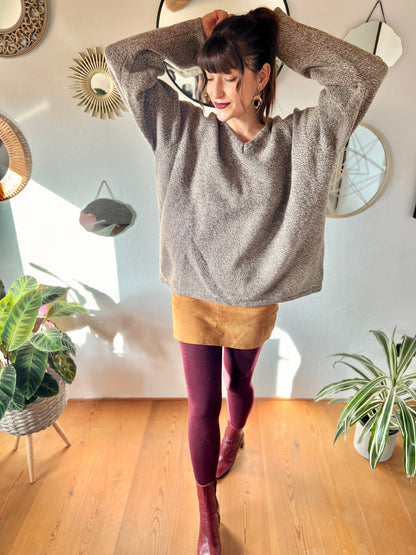 1990's vintage chocolate brown and cream speckled knit wool pullover