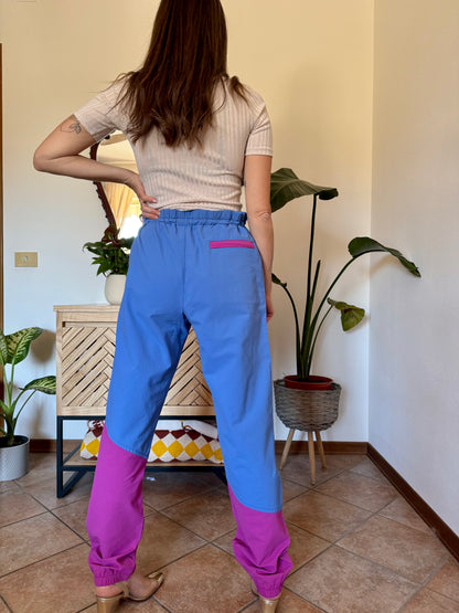 1990’s vintage blue and fuchsia wind breaker pants