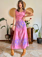 Y2K vintage lilac and pink semi sheer floral maxi dress