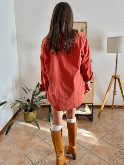 1970's vintage orange textured oversize shirt