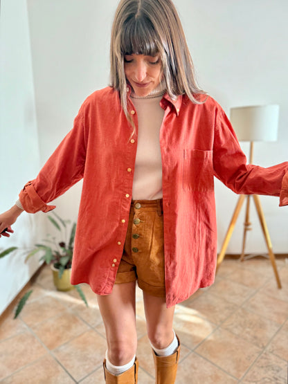1970's vintage orange textured oversize shirt