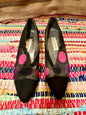 1960’s vintage black suede and mesh heels with polkadot detailing