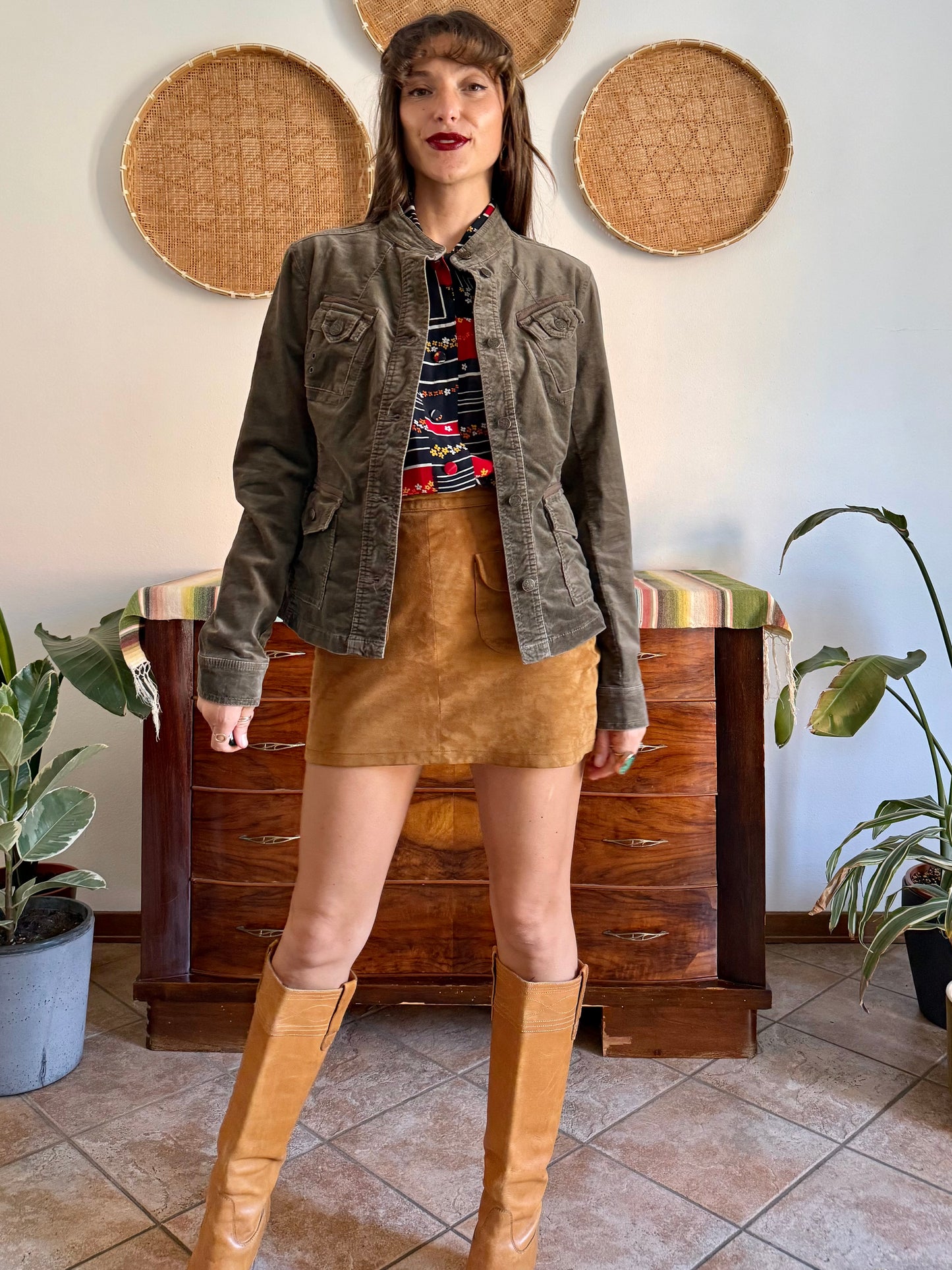 Y2k vintage chocolate brown velvet jacket