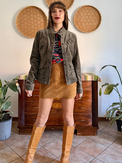 Y2k vintage chocolate brown velvet jacket