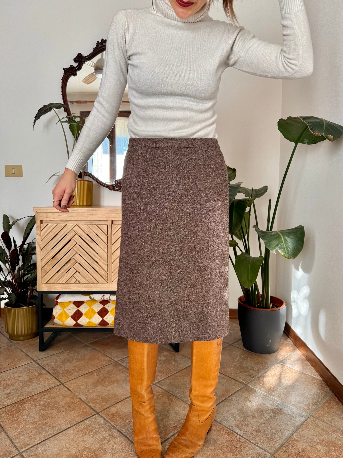 1960’s vintage mauve tweed wool midi skirt