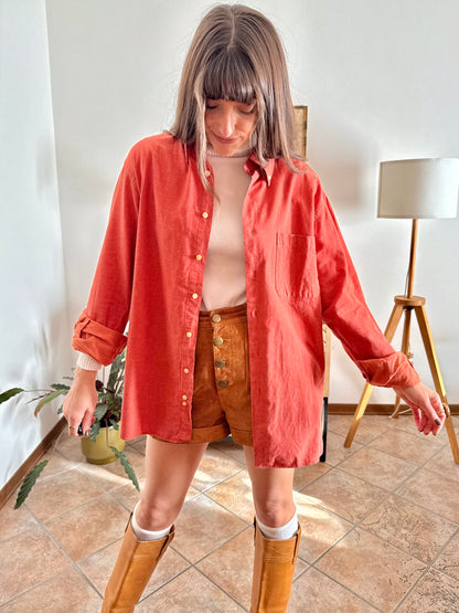 1970's vintage orange textured oversize shirt