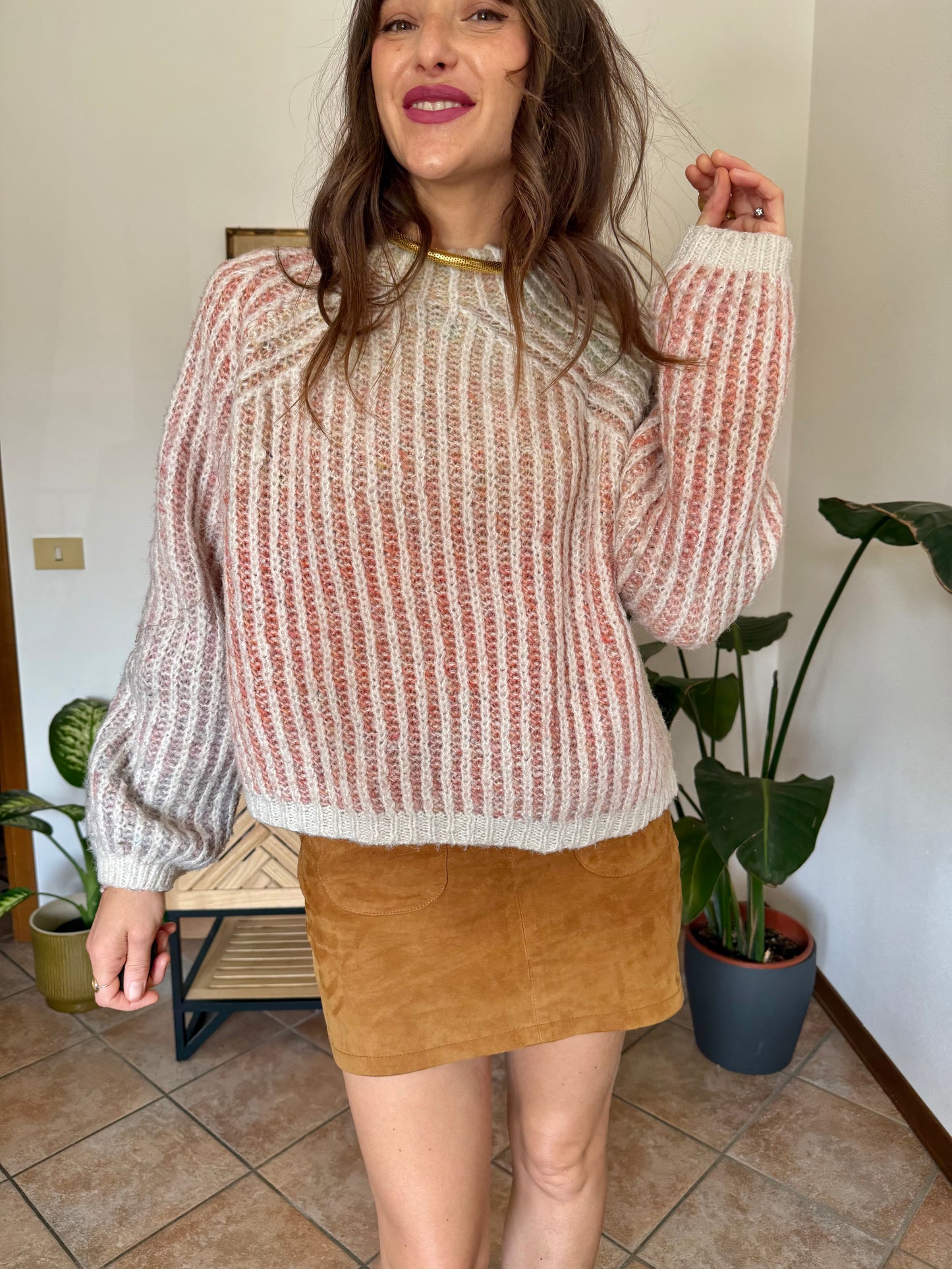 Pastel rainbow knit pullover