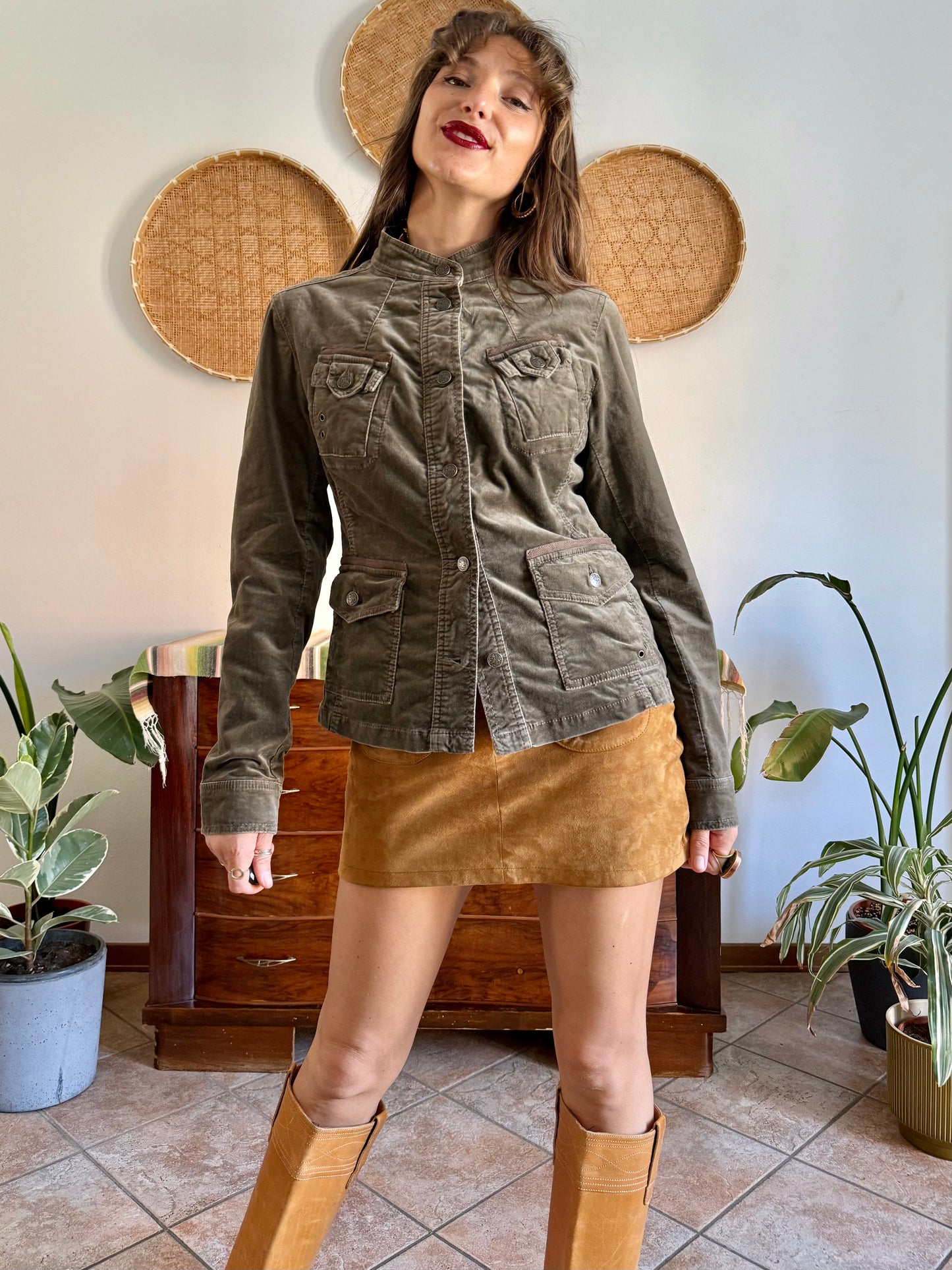 Y2k vintage chocolate brown velvet jacket