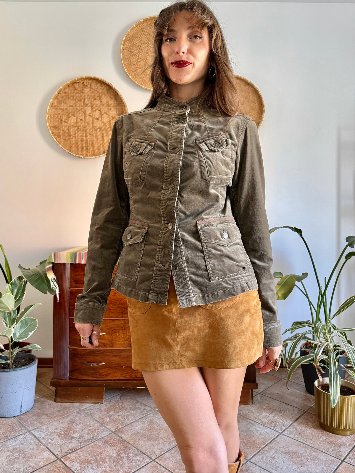 Y2k vintage chocolate brown velvet jacket