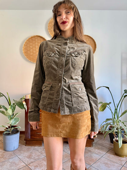 Y2k vintage chocolate brown velvet jacket
