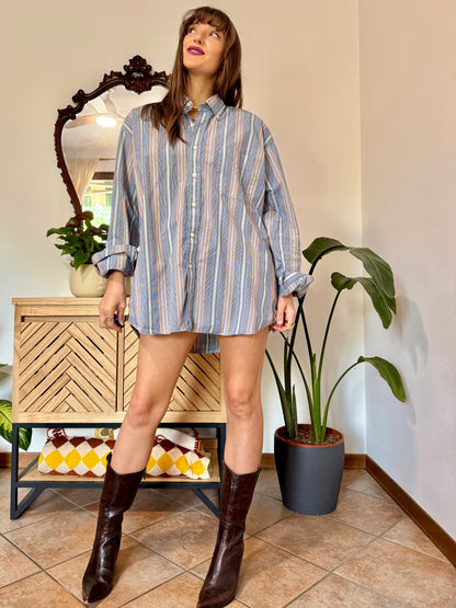1990's vintage rainbow vertical stripe oversize button down shirt