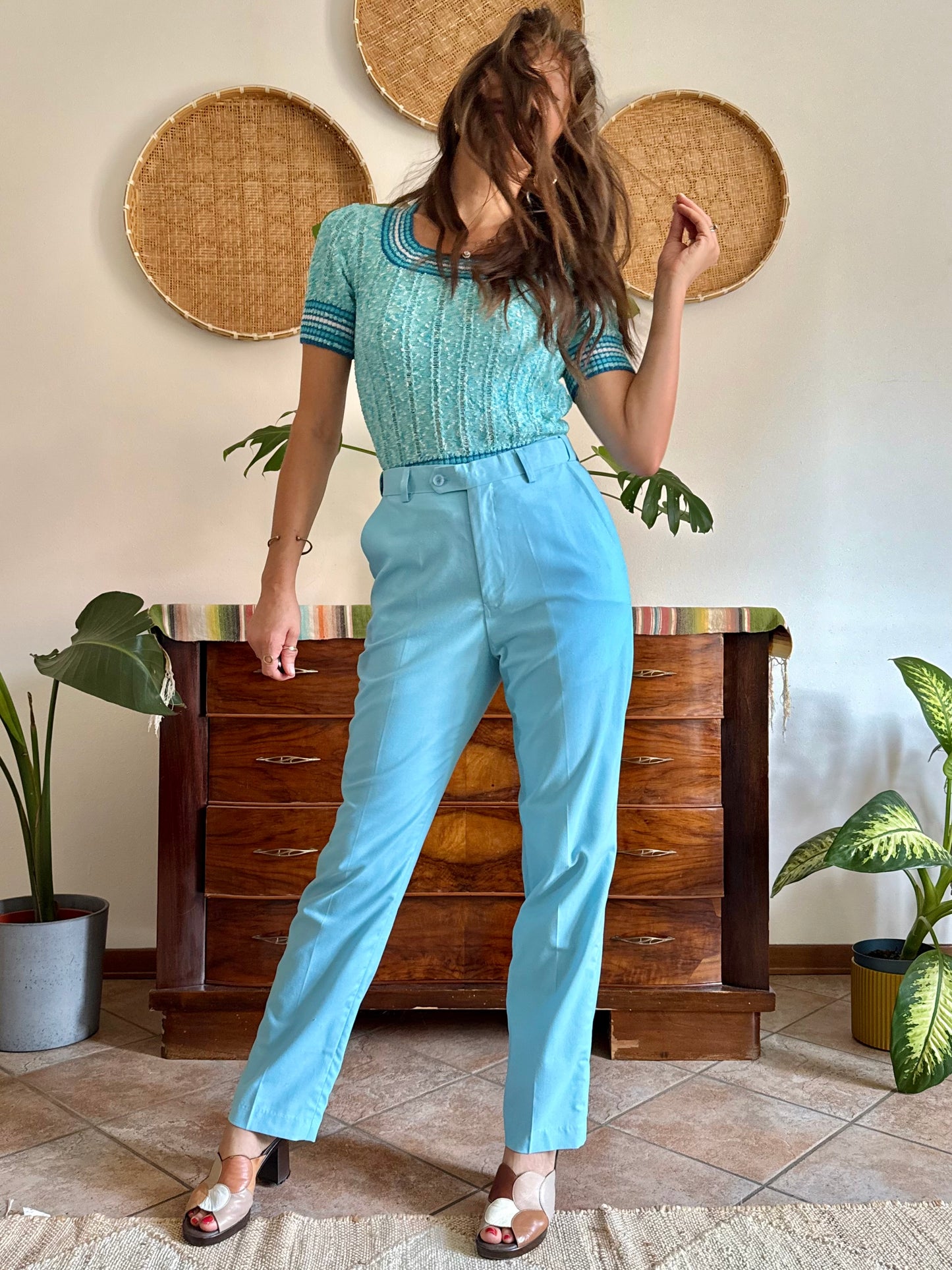 1970’s vintage baby blue tailored trousers
