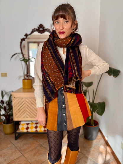 1970’s vintage multicolour wool scarf with mixed woven patterns