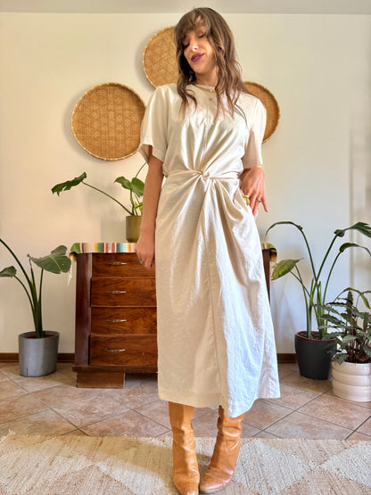 1990’s vintage cream gathered detail maxi dress