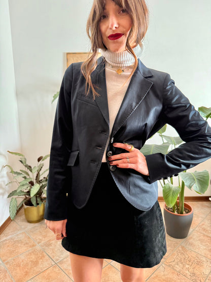 1990’s vintage black satin blazer with stitch detailing