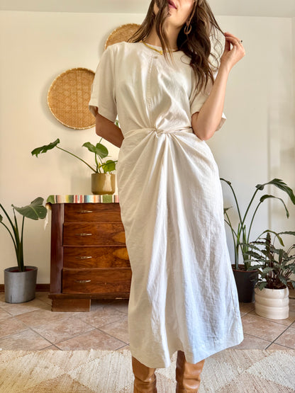 1990’s vintage cream gathered detail maxi dress