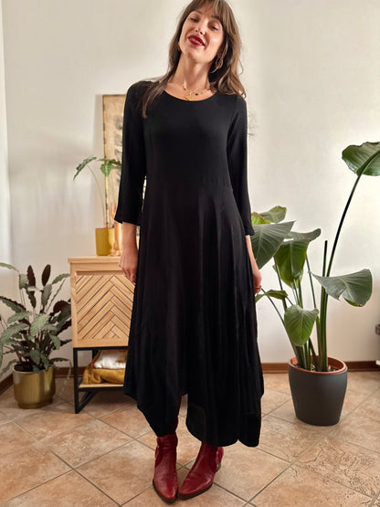 1990’s vintage black asymmetrical hem maxi dress