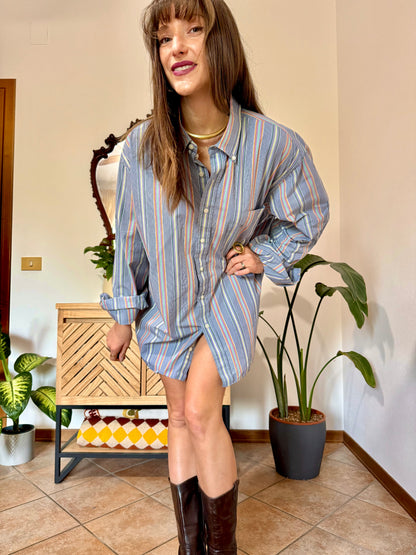 1990's vintage rainbow vertical stripe oversize button down shirt